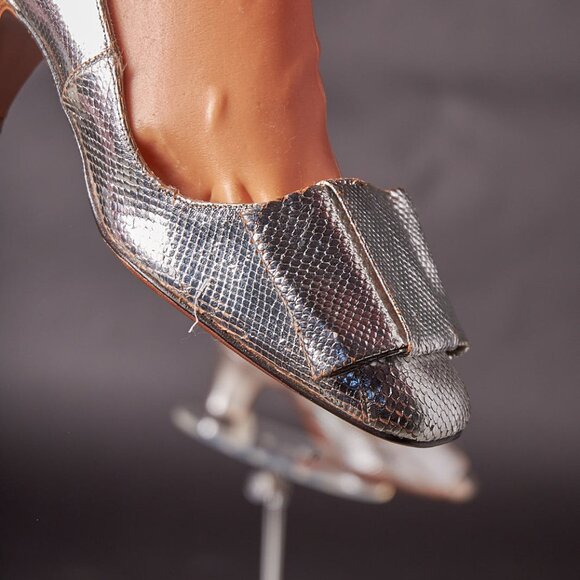 1960s Sliver Faux Skin Mod Pumps Heels Shoes - Picture 8 of 16